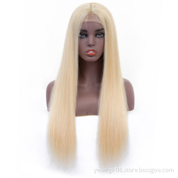 Wholesale Straight Virgin Cuticle Aligned Hair Blonde 613 Human Hair Lace Front Wigs Glueless Closure Wigs